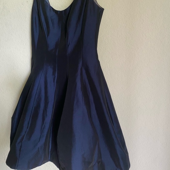 Betsy & Adam Fit & Flare Shimmery Elegant Navy Blue Party Made In USA Dress Sz M - Picture 5 of 15